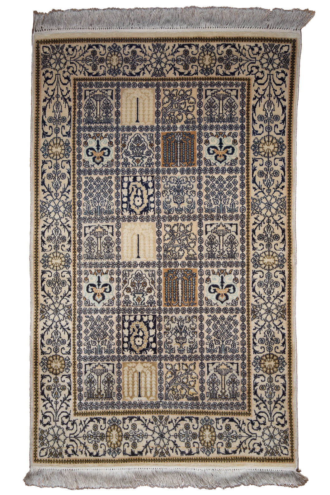 Kashmiri Wool Rug with Garden Motifs