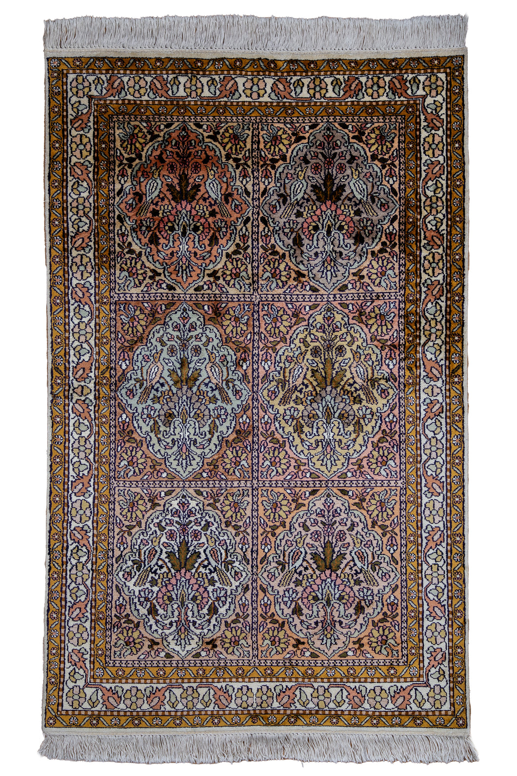 Qum Design Multicolor Kashmir Silk Rug