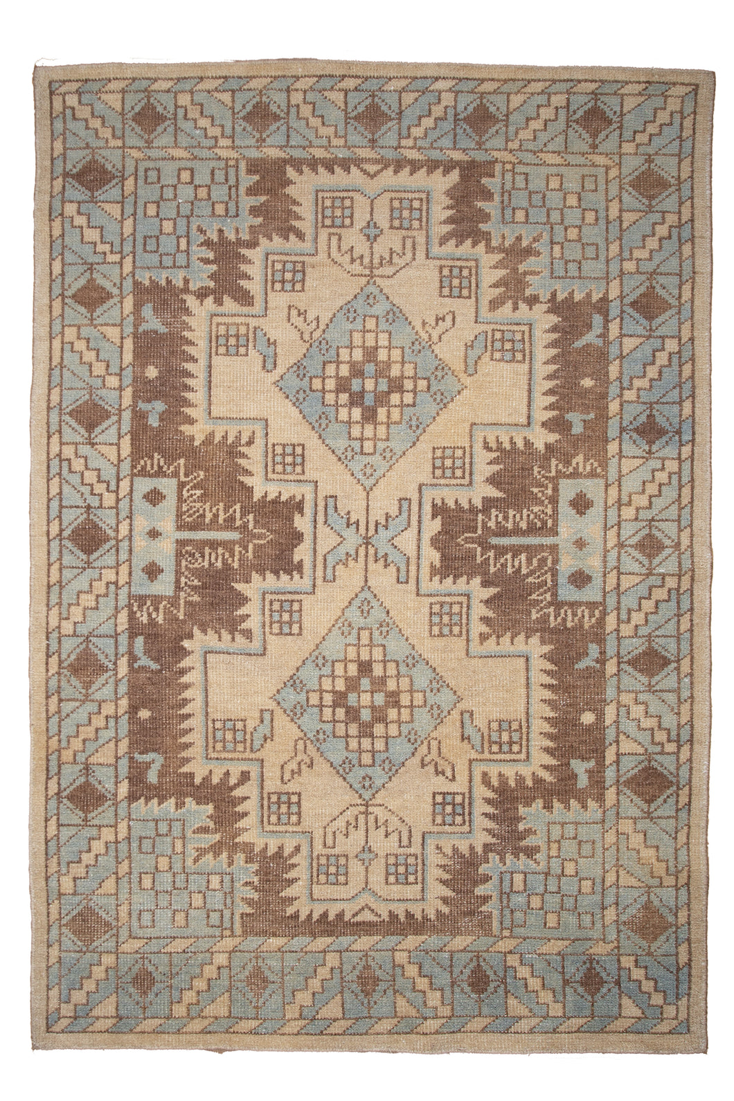 Earth-Tone Tribal Geometric Wool Rug