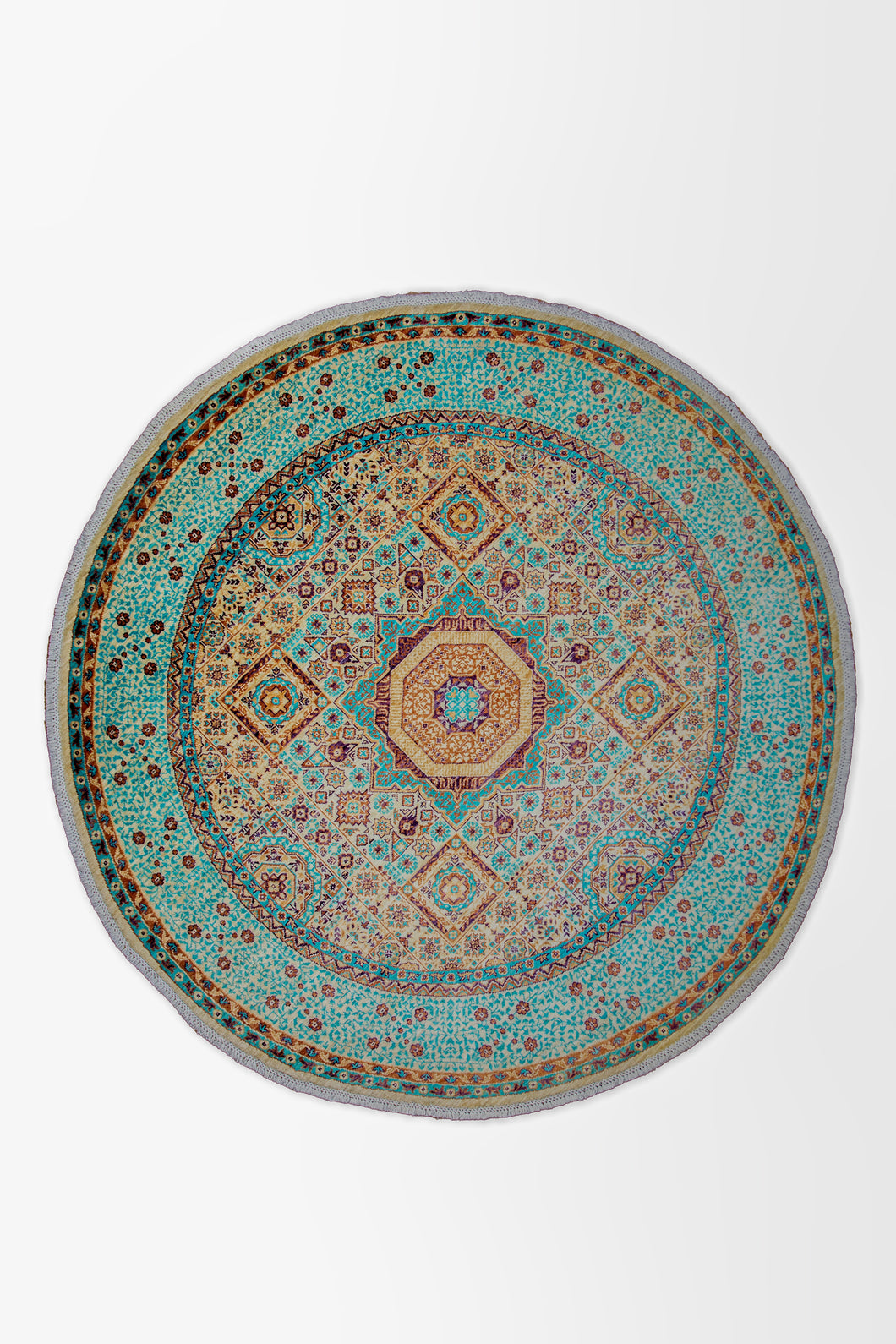 Round Turquoise Medallion Afghan Zeigler