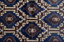Load image into Gallery viewer, Baluchi Wool Rug – Midnight Geometric Bloom
