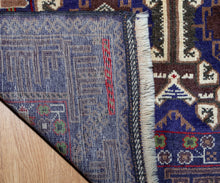 Load image into Gallery viewer, Baluchi Wool Rug – Midnight Geometric Bloom
