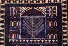Load image into Gallery viewer, Baluchi Wool Rug with Tree Panels
