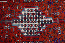 Load image into Gallery viewer, Geometric Flame Red Baluch Rug
