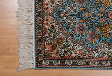Load image into Gallery viewer, Kashmir Silk Rug – Blue Floral Harmony
