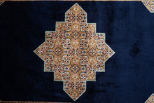 Load image into Gallery viewer, Midnight Medallion Qum Silk Rug
