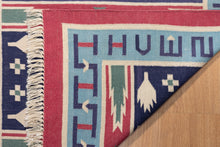 Load image into Gallery viewer, Tribal Motif Indigo Cotton Dhurrie
