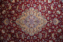 Load image into Gallery viewer, Lustrous Ruby Medallion Kashmiri Silk Rug
