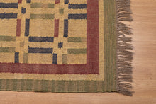Load image into Gallery viewer, Handwoven Jute Dhurrie with Checkered Motif
