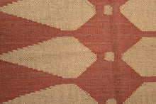 Load image into Gallery viewer, Rust Red Geometric Jute Dhurrie
