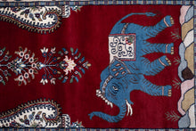 Load image into Gallery viewer, Imperial Red Elephant Wool Rug
