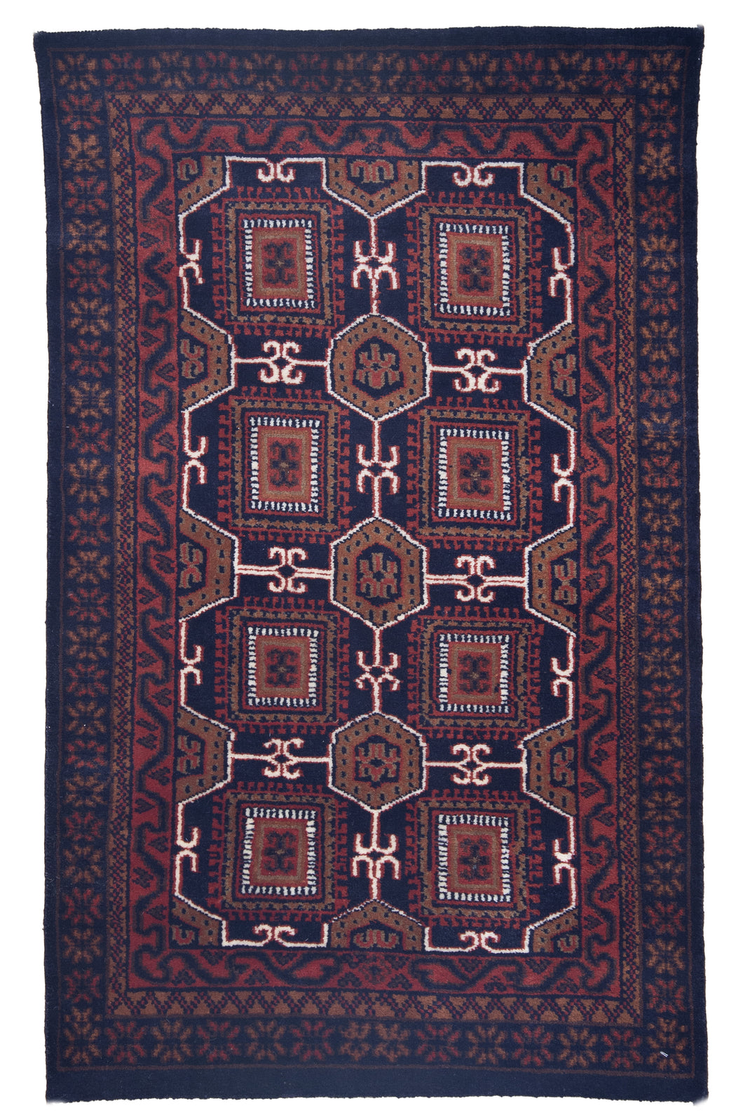 Tribal Grid Pattern Wool Rug