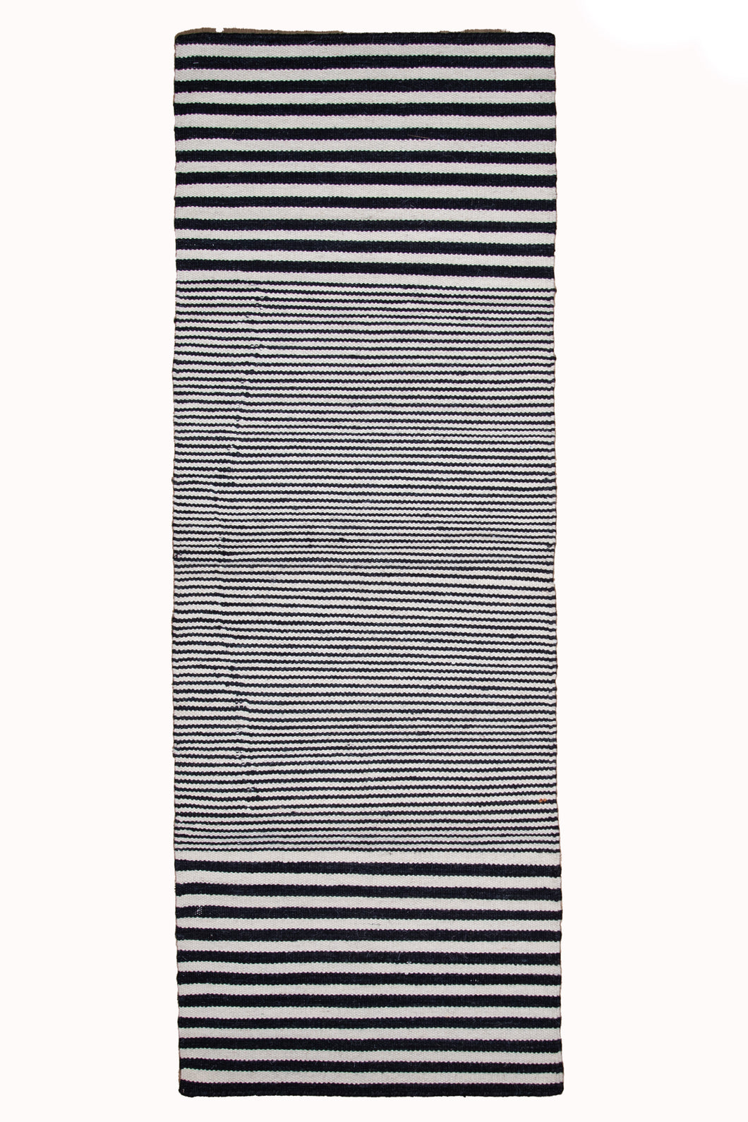 Monochrome Handwoven Striped Wool Dhurrie
