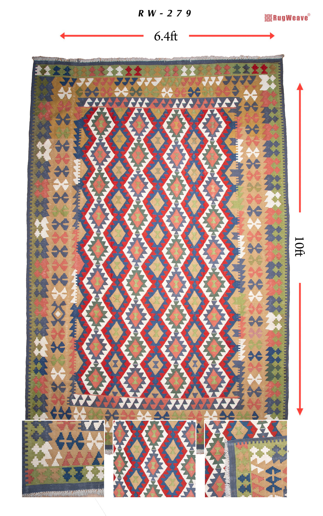 Vibrant Heritage Afghani Kilim Rug