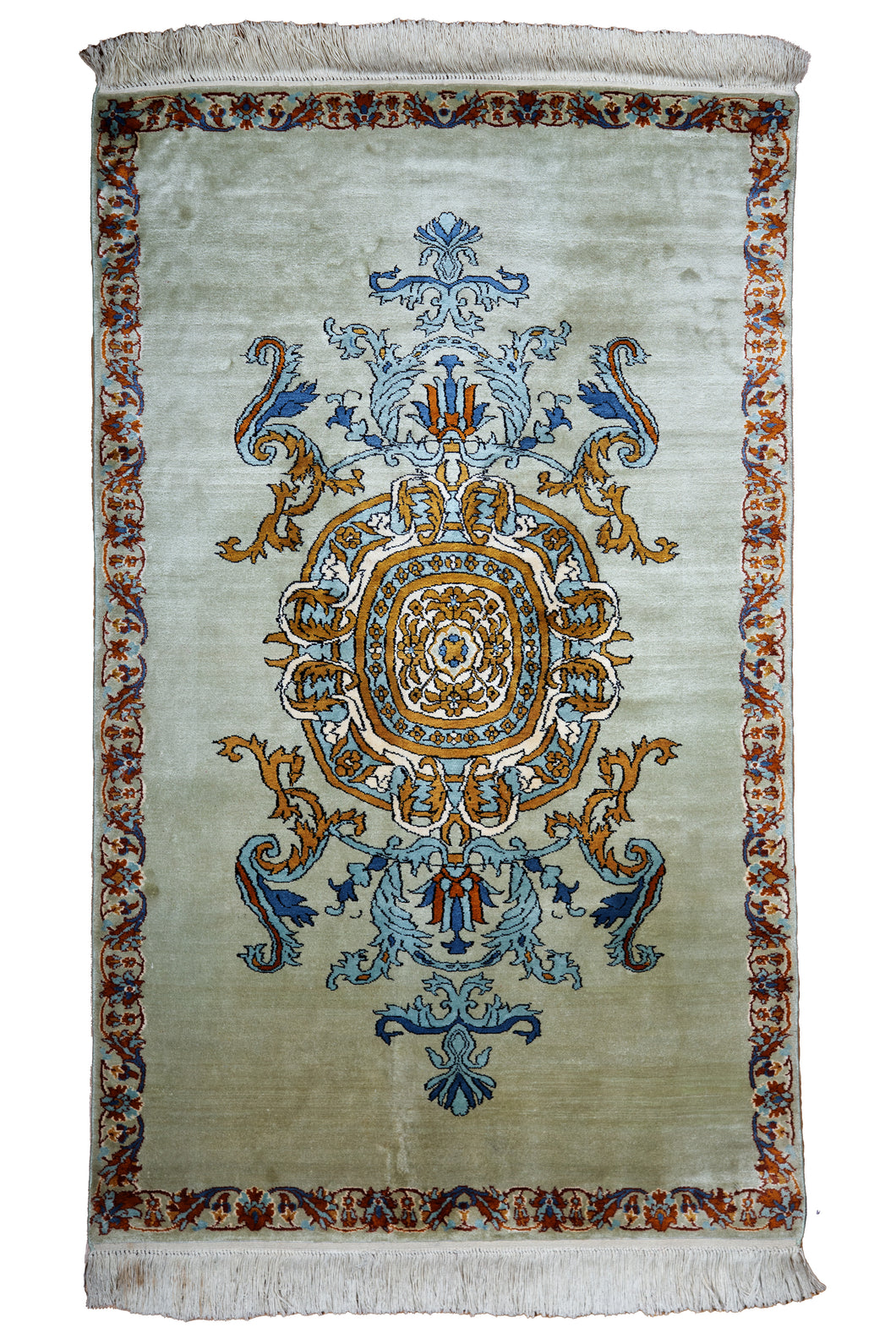 Kashmir Silk Rug – Celestial Medallion Elegance