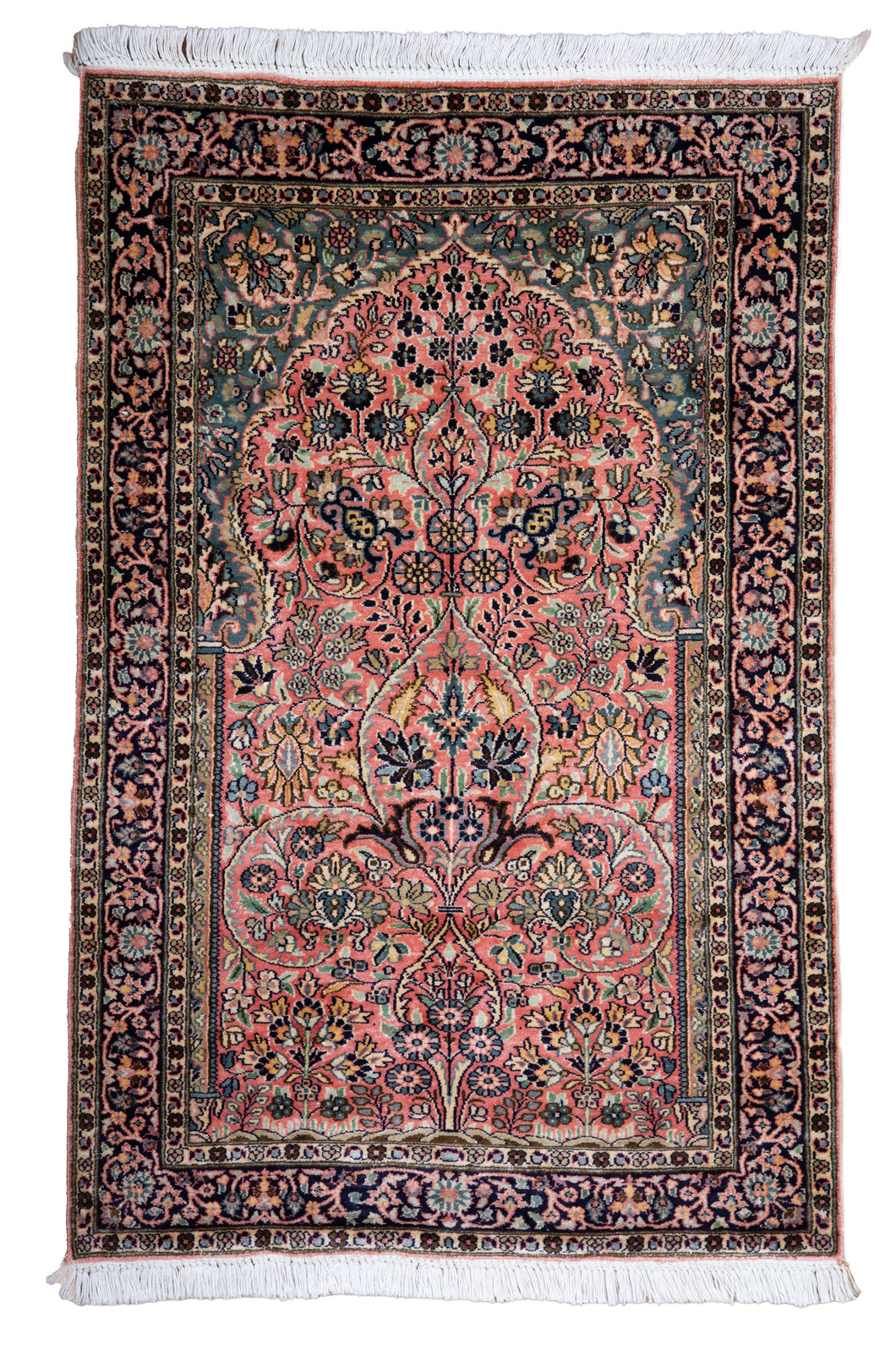 Kashmir Silk Rug – Coral Blossom Garden