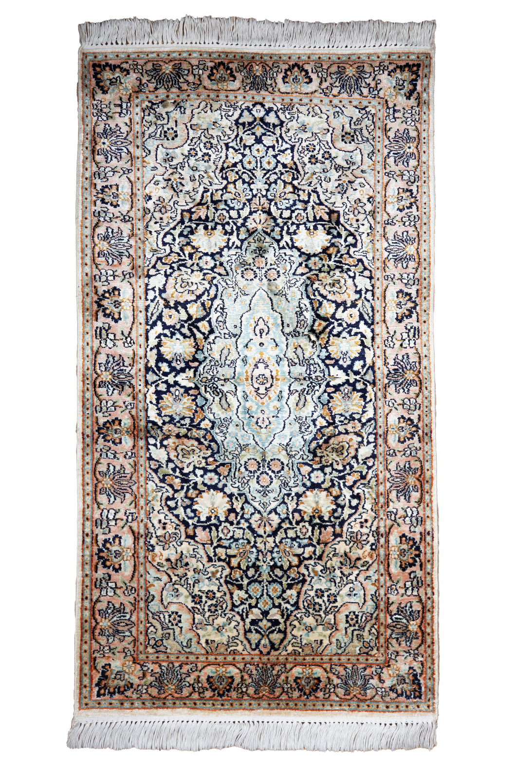 Kashmir Silk Rug – Ice Blue Elegance