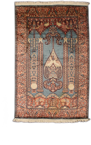 Vintage Shamadar Silk Carpet