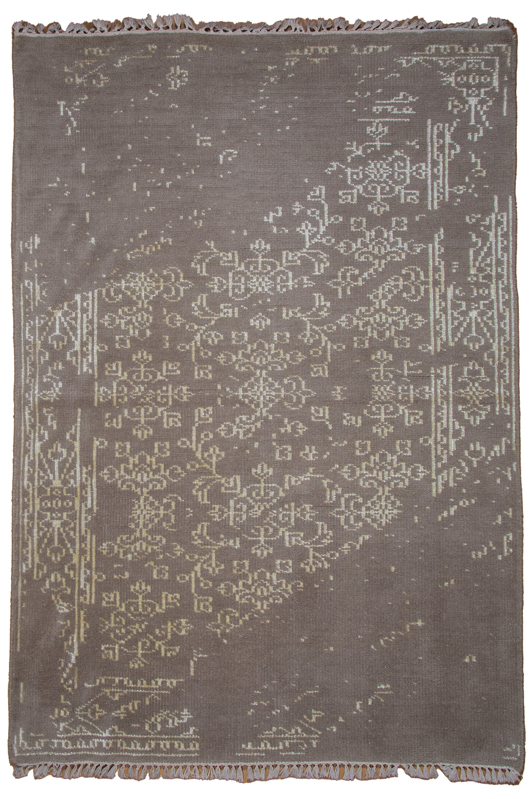 Minimalist Beige Wool Rug – Handmade Modern Carpet from India