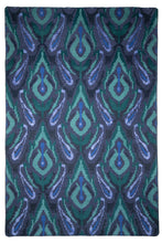 Load image into Gallery viewer, Ikat Pattern Handmade Wool Rug – Blue &amp; Green Carpet from India
