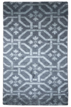 Load image into Gallery viewer, Handmade Wool &amp; Bamboo Silk Carpet – Grey Geometric Luxury Rug
