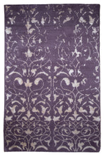 Load image into Gallery viewer, Handmade Wool &amp; Bamboo Silk Carpet – Plum Floral Luxury Area Rug

