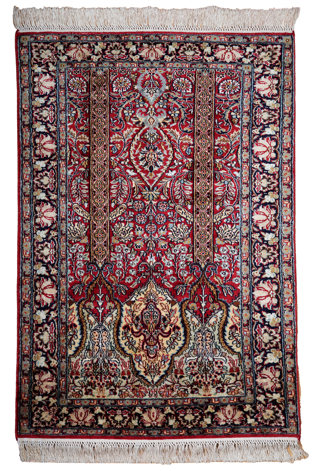 Kashmir Red Floral Silk Carpet