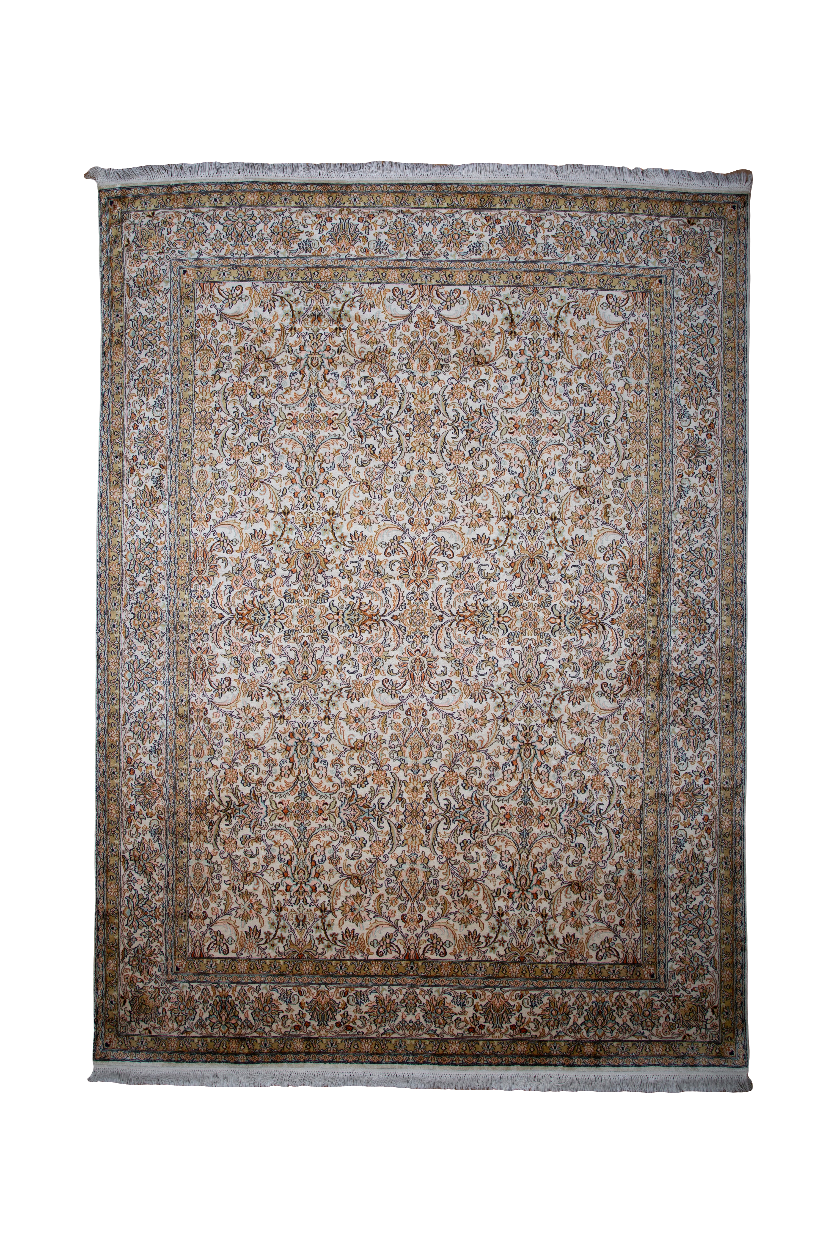Kashmir Ivory Floral Silk Carpet