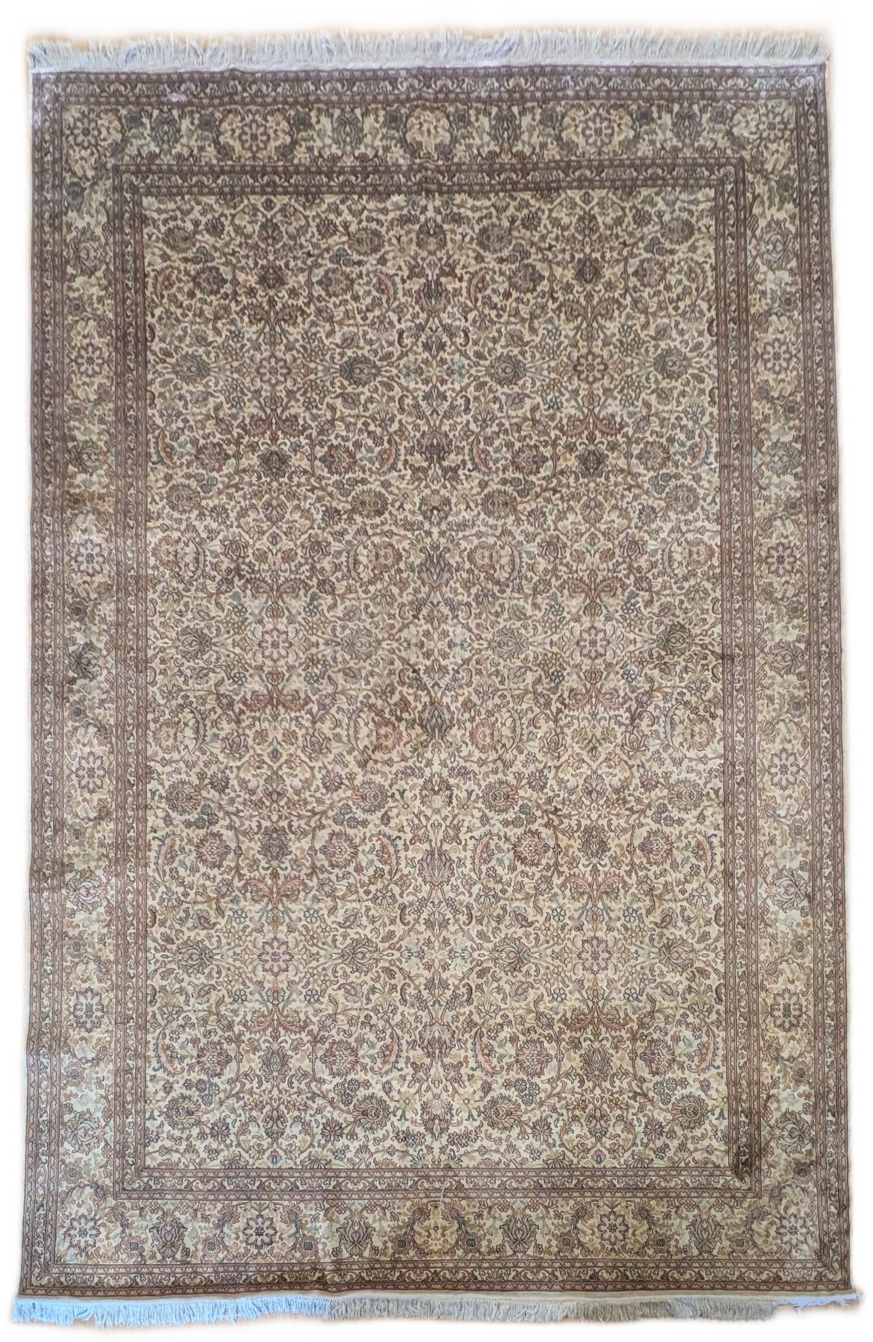 Millefleurs High Knot Ivory Silk Rug