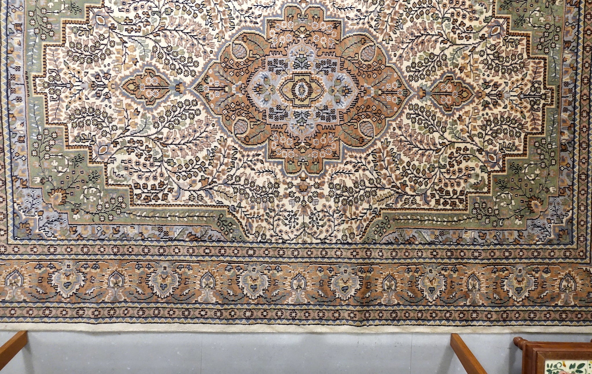 A 6 feet by 9 feet Kashan design central Indian wool carpet/rug.